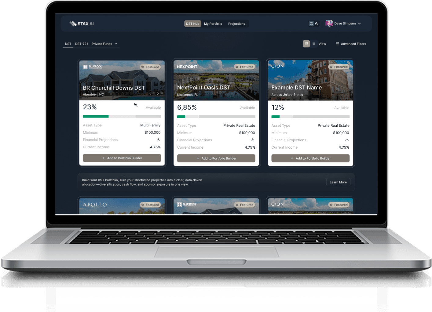 Stax Capital dashboard shown on a laptop and an iPhone